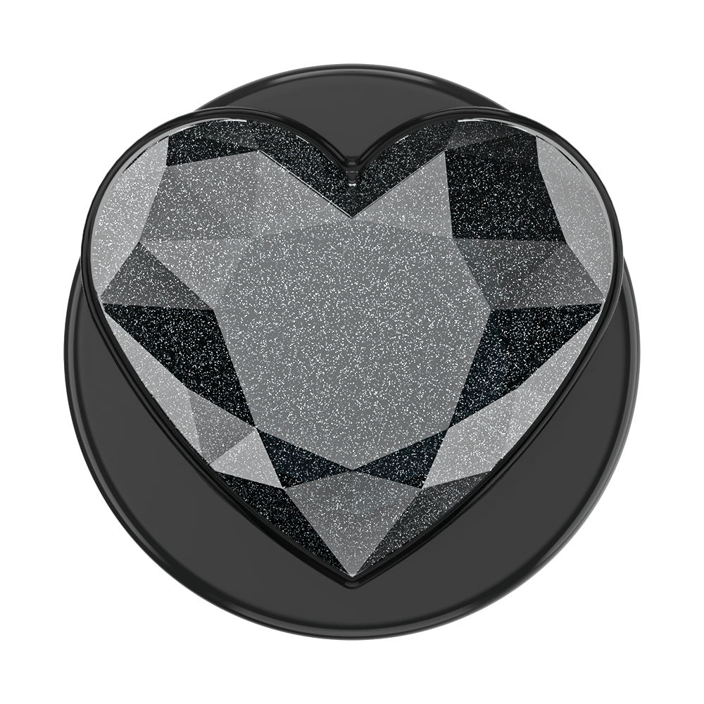 Crystal Heart Black Glitter —  MagSafe PopGrip - US 71004