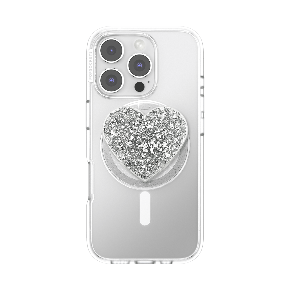 Confetti Heart Silver Sizzle — MagSafe PopGrip - US 69134