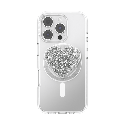 Confetti Heart Silver Sizzle — MagSafe PopGrip - US 94298