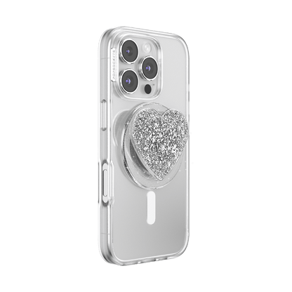 Confetti Heart Silver Sizzle — MagSafe PopGrip - US 55053