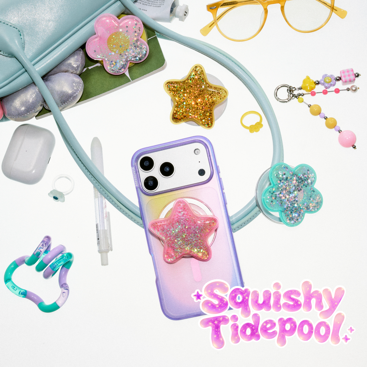 Tidepool Squishy Daisy Turquoise — MagSafe PopGrip - US 66950